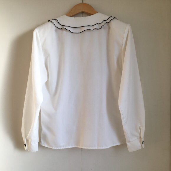 Vintage Bibbed Collar White Button Down Performance Choir Blouse - Picture 2 of 16
